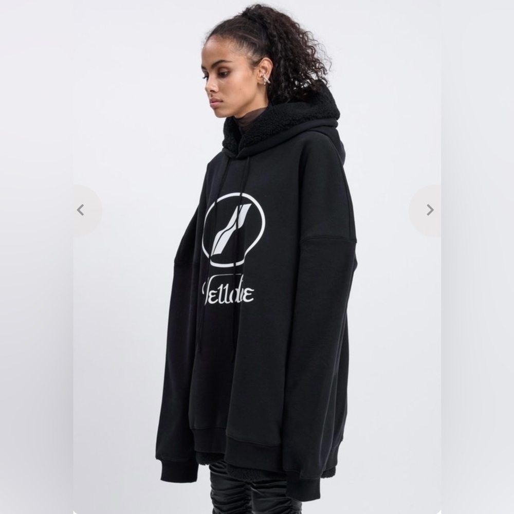 WE11DONE FUR LINED LOGO HOODIE - Picture 2 of 8